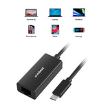 mbeat USB-C Gigabit LAN Ethernet Adapter - Black - Rear View