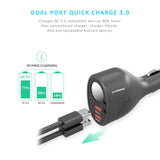 mbeat Gorilla Power Dual Port QC 3.0 Car Charger With Cigar Lighter Socket - Side View
