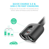 mbeat Gorilla Power Dual Port USB-C & QC 3.0 Car Charger - Front View