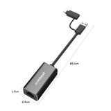 mbeat 2-in-1 USB 3.1 Gigabit LAN Adapter with USB-C Converter - Rear View