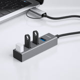 mbeat 4-Port USB 3.0 Hub with 2-in-1 USB 3.0 & USB-C Converter - Space Grey - Side View