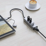 mbeat 3-Port USB 3.0 Hub & Gigabit LAN with 2-in-1 USB 3.0 & USB-C Converter - Space Grey - Front View
