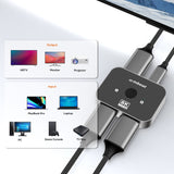mbeat 8K Bi-directional HDMI 2.1 Switch 2 In 1 Out/1 In 2 Out - Close-Up Angle