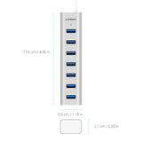mbeat 7-Port USB 3.0 Aluminum Slim Hub With Power For PC and MAC - Front View