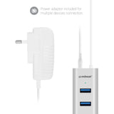 mbeat 7-Port USB 3.0 Aluminum Slim Hub With Power For PC and MAC - Side View