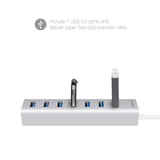 mbeat 7-Port USB 3.0 Aluminum Slim Hub With Power For PC and MAC - Top-Down View