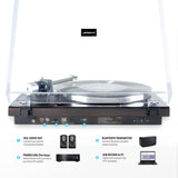 mbeat Hi-Fi Bluetooth Turntable (MMC, USB, Anti-skating, Preamplifier) - Macassar Ebony - Side View