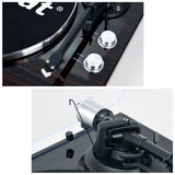mbeat Hi-Fi Bluetooth Turntable (MMC, USB, Anti-skating, Preamplifier) - Macassar Ebony - 45-Degree Angle