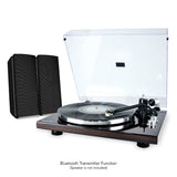 mbeat Hi-Fi Bluetooth Turntable (MMC, USB, Anti-skating, Preamplifier) - Macassar Ebony - Rear View