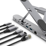 mbeat Stage P5 Portable Laptop Stand with USB-C Docking Station - Space Grey - Front View