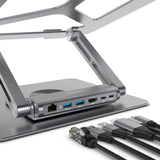 mbeat Stage S12 Rotating Laptop Stand with USB-C Docking Station - Space Grey - Front View