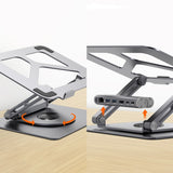 mbeat Stage S12 Rotating Laptop Stand with USB-C Docking Station - Space Grey - Side View