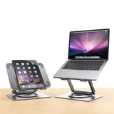 mbeat Stage S12 Rotating Laptop Stand with USB-C Docking Station - Space Grey - Rear View