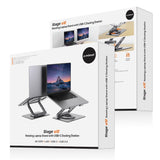 mbeat Stage S12 Rotating Laptop Stand with USB-C Docking Station - Space Grey - Close-Up Angle