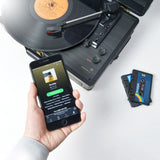 mbeat Uptown Retro Turntable and Cassette Player with Bluetooth Speakers - Side View