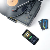 mbeat Uptown Retro Turntable and Cassette Player with Bluetooth Speakers - 45-Degree Angle