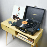 mbeat Uptown Retro Turntable and Cassette Player with Bluetooth Speakers - Front View