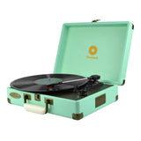 mbeat Woodstock Tiffany Blue Retro Turntable - Side View