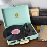 mbeat Woodstock Tiffany Blue Retro Turntable - Rear View