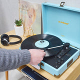 mbeat Woodstock II Sky Blue Retro Bluetooth (TX/RX) Turntable - Rear View