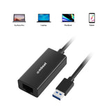 mbeat USB 3.0 Gigabit LAN Ethernet Adapter - Black - Rear View
