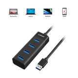 mbeat 4-Port USB 3.0 Hub - Black - 45-Degree Angle