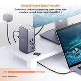 mbeat 14-in-1 USB4 Docking Station with 8K Video, 40Gbps Data - Space Grey - Top-Down View