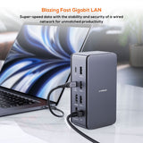 mbeat 14-in-1 USB4 Docking Station with 8K Video, 40Gbps Data - Space Grey - Rear View