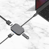 USB-C Multi-port Adapter (HDMI + USB 3.0 + USB 2.0)- Space Grey, Aluminium Design - Rear View