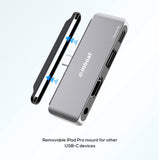 mbeat Elite Mini 4-In-1 USB-C Mobile Hub for iPad Pro, USB-C Tablet and Laptop - 45-Degree Angle