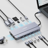 mbeat Elite X14 Triple 4K Display Multi-Port USB-C Hub - Front View