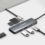 mbeat 7-in-1 USB-C 3.2 Gen2 Hub with 8K Video, 10Gbps Data - Space Grey - Front View