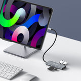 mbeat 7-in-1 USB-C 3.2 Gen2 Hub with 8K Video, 10Gbps Data - Space Grey - 45-Degree Angle