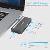 mbeat Essential 5-In-1 USB- C Hub ( USB hub 2.0, 3.0, SD/TF card reader ) - Side View