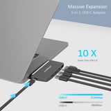 mbeat Essential Pro 5-in-1 USB- C Hub ( 4K HDMI Video, USB-C PD Pass Through Charging, USB 3.0 x 2, USB-C x 1) - Side View