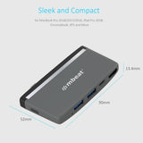 mbeat Essential Pro 5-in-1 USB- C Hub ( 4K HDMI Video, USB-C PD Pass Through Charging, USB 3.0 x 2, USB-C x 1) - Rear View