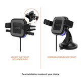 mbeat Gorilla Power 10W Wireless Car Charger With 2.4A USB Charging, Air Vent Clip & Windshield Stand - 45-Degree Angle