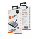 mbeat Tough Link USB-C to DP&HDMI Dual 4K/60Hz MST Adapter - Space Grey - Close-Up Angle