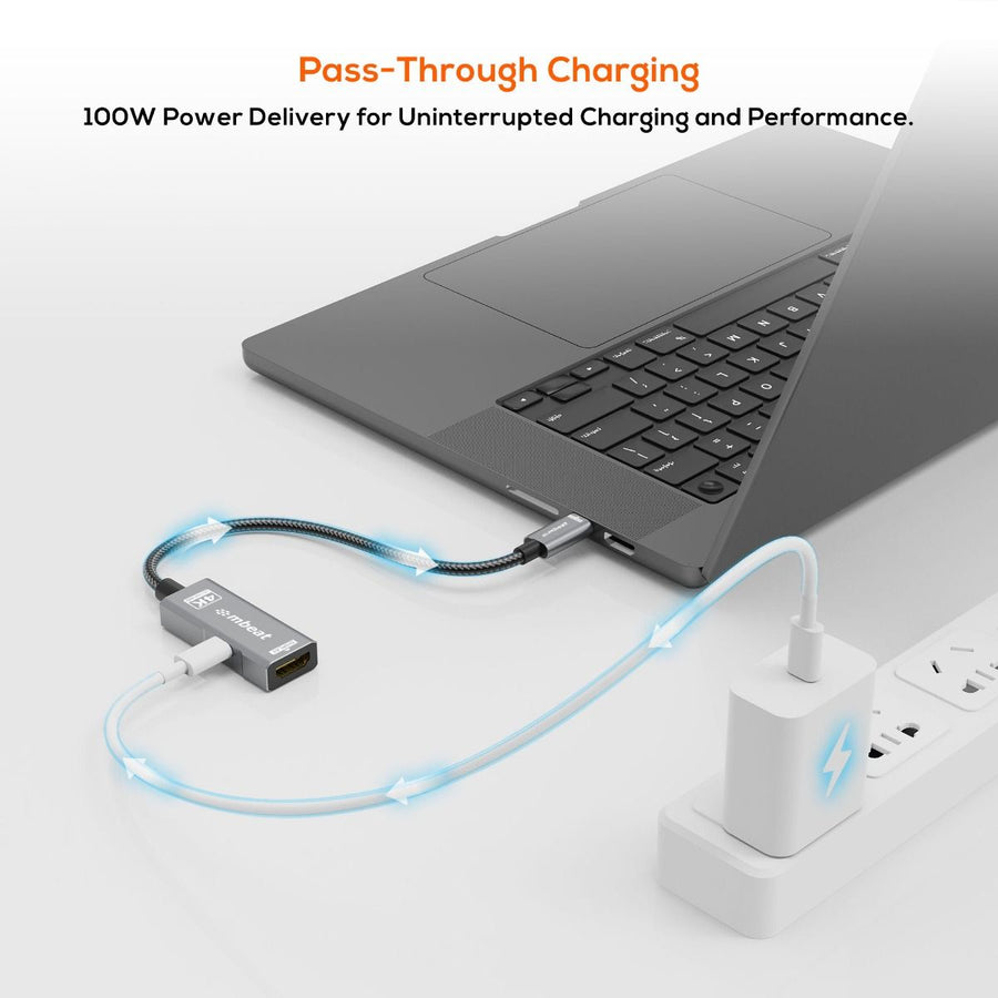 mbeat Tough Link USB-C to HDMI Adapter with 100W PD - Space Grey