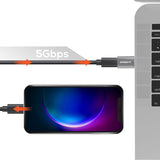 mbeat Elite USB 3.0 (Male) to USB-C (Female) Adapter - Space Grey - Top-Down View