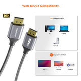 mbeat Tough Link 1.8m 16K DP to DP Cable - Space Grey - Top-Down View