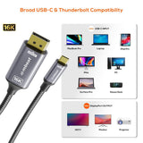 mbeat Tough Link 1.8m 16K USB-C to DP Cable - Space Grey - 45-Degree Angle