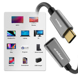 mbeat Tough Link 1m USB 3.2 Gen2 USB-C Extension Cable - Space Grey - 45-Degree Angle