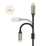 mbeat Tough Link 1.8m 4K USB-C to Display Port Cable - Space Grey - Rear View
