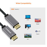 mbeat Tough Link 1.8m Display Port Cable v1.4 - Space Grey - Close-Up Angle