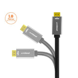 mbeat Tough Link 1.8m HDMI to DisplayPort Cable with USB Power - Top-Down View