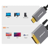 mbeat Tough Link 1.8m HDMI to DVI Cable - Side View