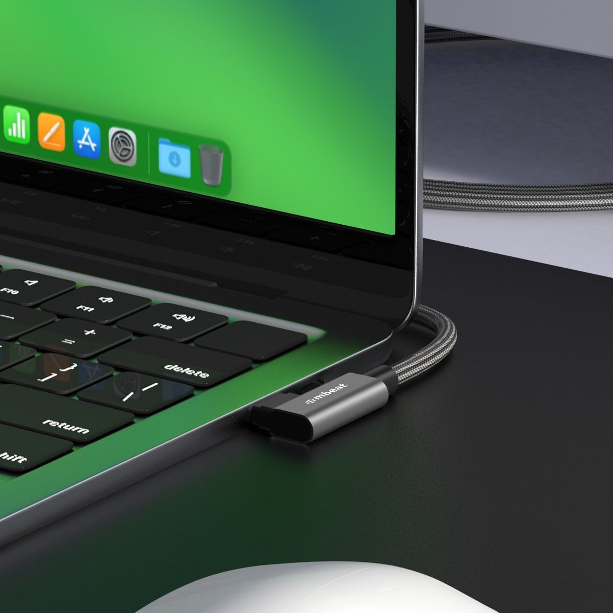 mbeat Tough Link 1.8m L-Shape USB 3.2 Gen2 USB-C Cable - Space Grey