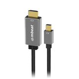 mbeat Tough Link 1.8m Mini DisplayPort to HDMI Cable - Space Grey - Front View