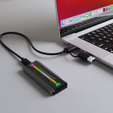 mbeat USB-C/A 10Gbps RGB M.2 NVMe & SATA SSD Enclosure - Front View